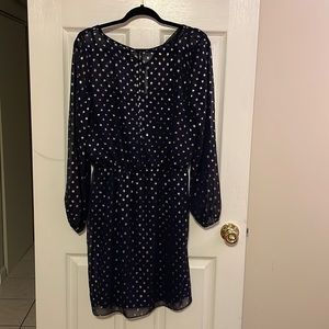 American Living navy and gold long sleeve dress size 6